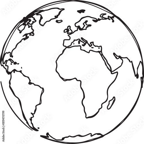 Simple vector illustration of a world globe showing major continents