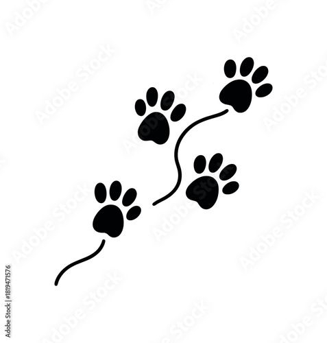 Bunny footprint trail black silhouette with pad and track line accents playful easter visual