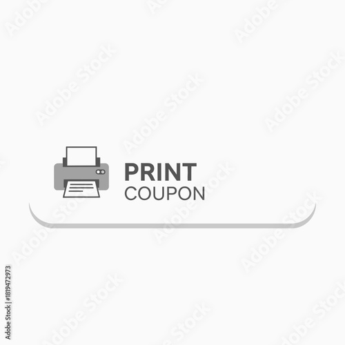 Minimal printer icon “Print Coupon” badge ideal for store coupons and offline retail discounts