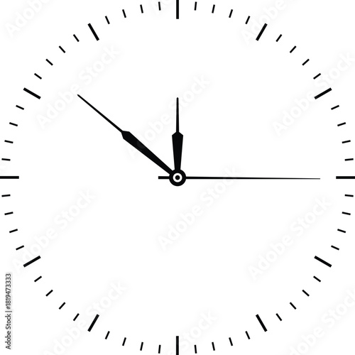 "Minimalist wall clock with clean numeric dial captured at an angled time view. Classic analog design highlights precise hands and modern simplicity. Ideal for time, schedule, and concept visuals."