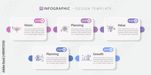 Timeline Creator infographic template. 5 Step timeline journey, calendar Flat simple infographics design template. presentation graph. Business concept with 5 options, gantt vector illustration.