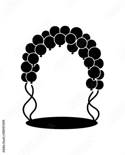 Balloon garland archway black silhouette with loop and curve lines party photo zone symbol