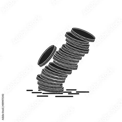 coin stack Falling coin stack silhouette leaning tower of coins