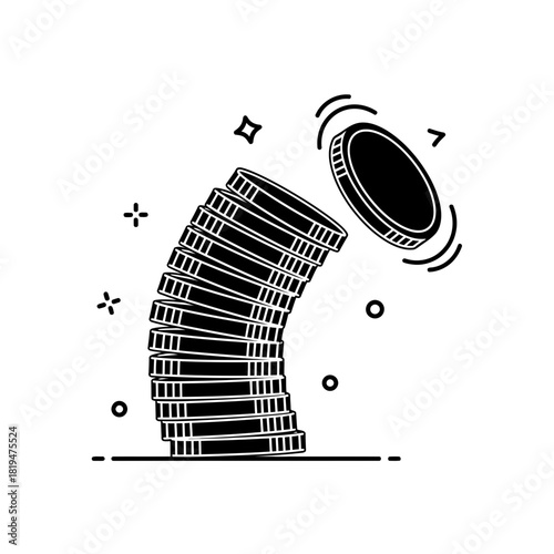 coin stack Staggered angle arrangement of coins