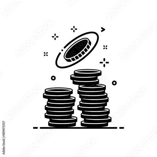 coin stack Coin stack pyramid top down view flat vector illustration