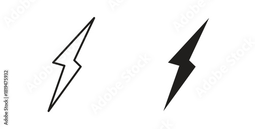 Lightning bolt icons set isolated on white background flat vector illustration.
