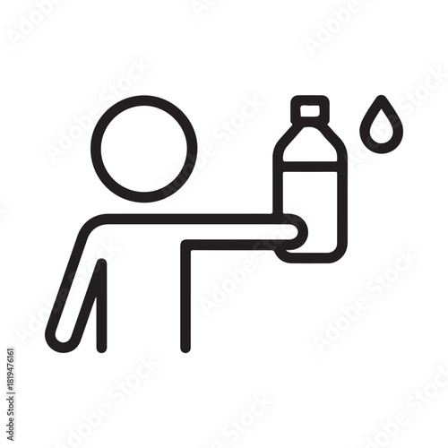 Person holding a water bottle with a drop of water