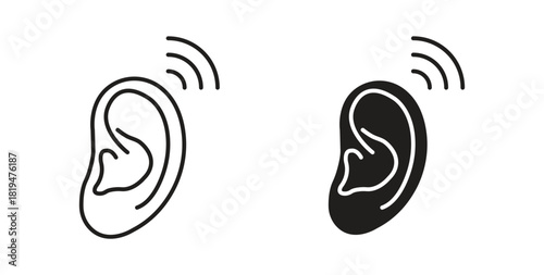 Listening icons set isolated on white background flat vector illustration.