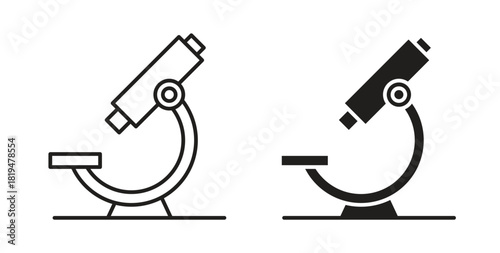 Microscope icons set isolated on white background flat vector illustration.