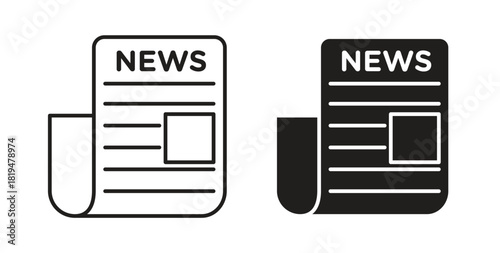 News icons set isolated on white background flat vector illustration.