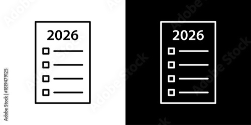 A clean and minimal Resolution List icon featuring checklist lines and a goal-setting theme, perfect for New Year designs and productivity visuals.