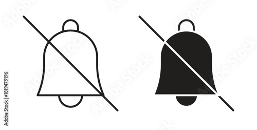 Notification off icons set isolated on white background flat vector illustration.