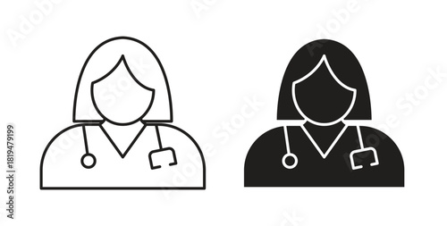 Nurse icons set isolated on white background flat vector illustration.