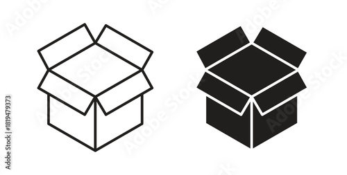 Open box icons set isolated on white background flat vector illustration.