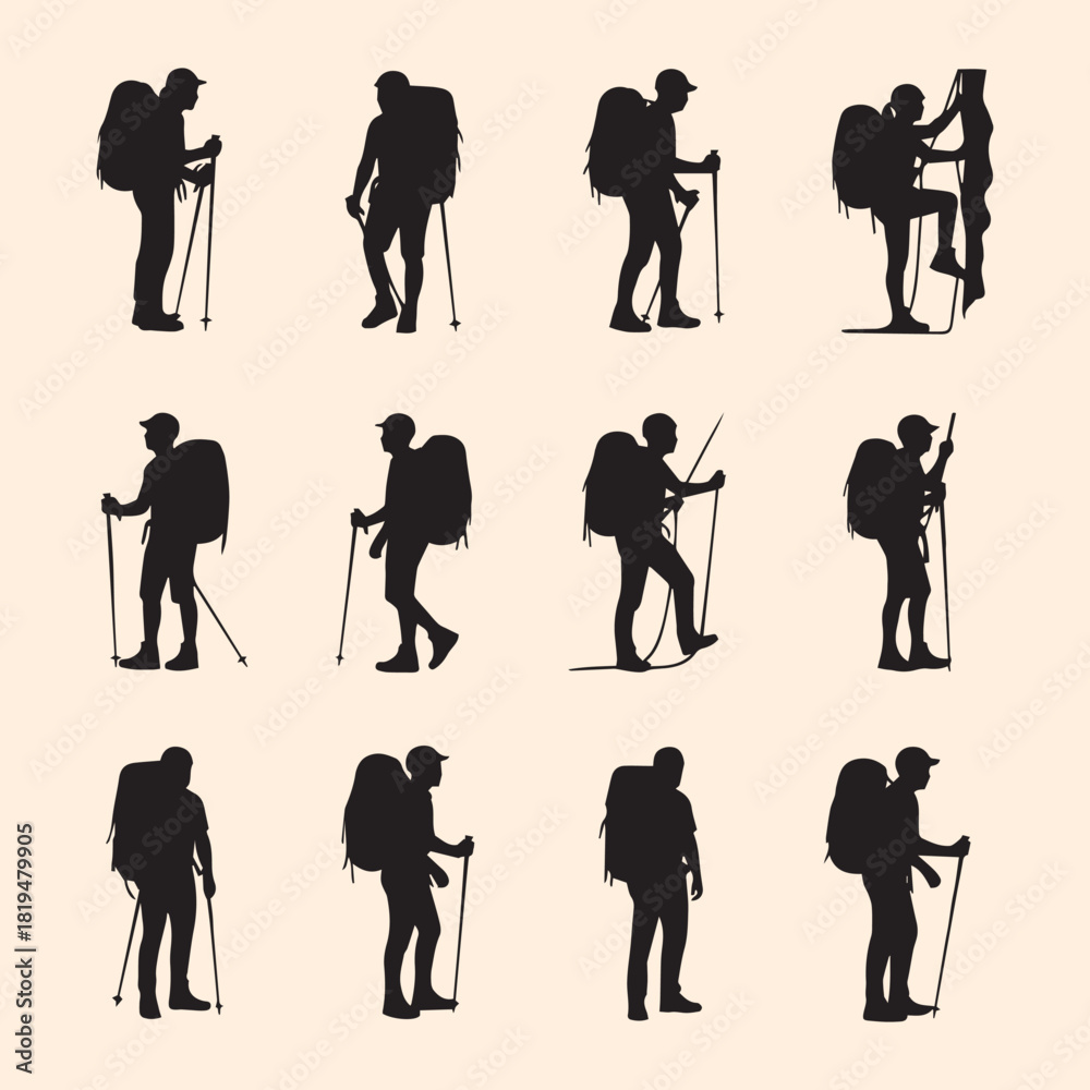 Obraz premium Diverse Hiking Silhouettes Adventure and Trekking in the Outdoors Graphics