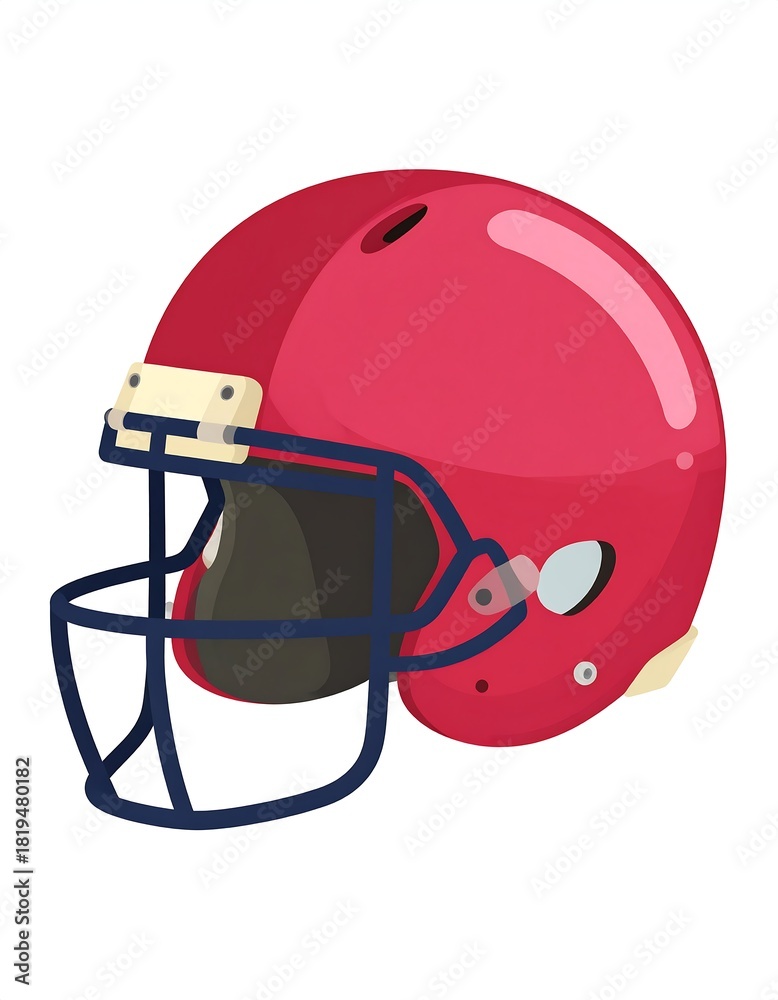 Naklejka premium Red and blue helmet with face guard, designed for the sport of football