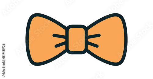 Flat vector illustration of bow tie with central knot rounded wings clean outline