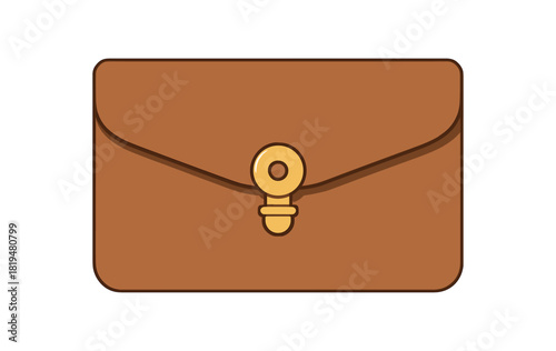 Flat vector illustration of clutch bag with simple closure rounded corners minimal accessory detail