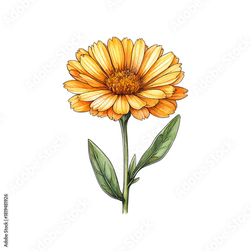 calendula flower hand drawn illustration