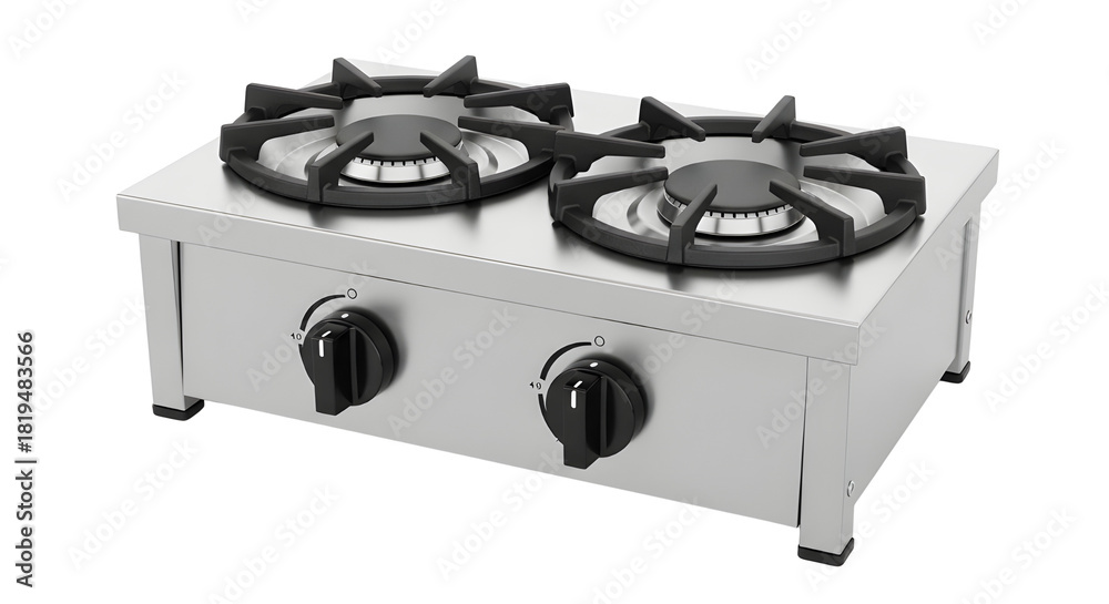 Obraz premium Two burner gas stove on white background