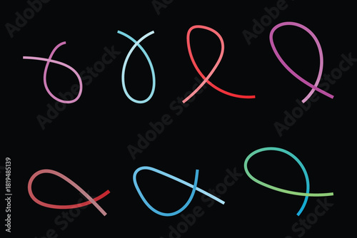 Colorful abstract loops forming flowing shapes on a black background
