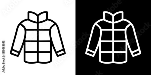 Minimal Winter Jacket vector icon featuring a cozy outerwear design, perfect for cold-weather themes, winter promotions, clothing stores, seasonal sales, fashion graphics, and modern marketing visuals