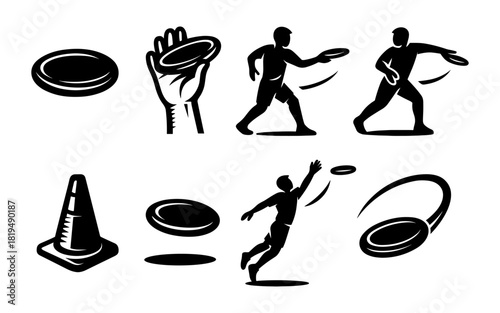 Silhouette of ultimate frisbee players in action