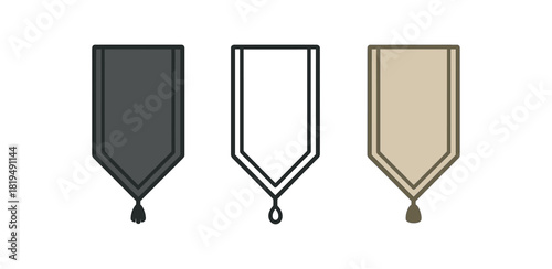 table runner icons three dining table runner top view icons with subtle pattern one flat solid monochrome one thin black outline black and white one full color flat icon linenlike colors