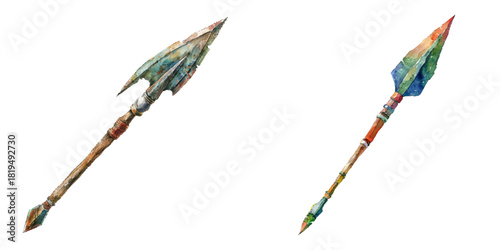 traditional spear watercolor vector illustration