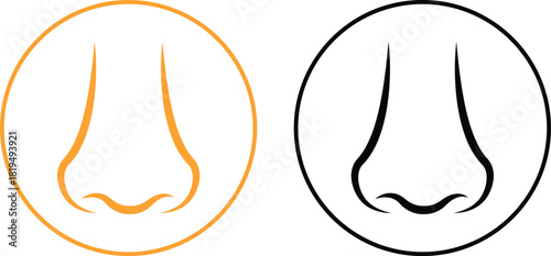 Smell nose icon set collection group in flat black line style, scent aroma odor sniff symbol pack, human sense olfactory element bundle, simple minimal outline illustration graphics vector