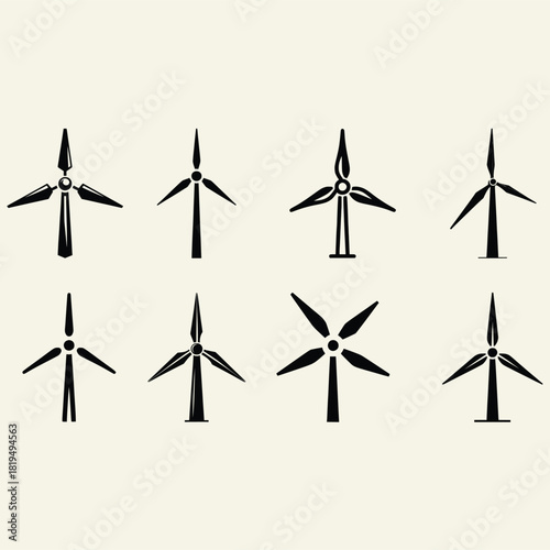 wind Mill wind turbines icon designed to represent Wind power or wind energy. Vector illustration design for eco friendly, sustainable, renewable and alternative energy symbols. Perfect for poster 
