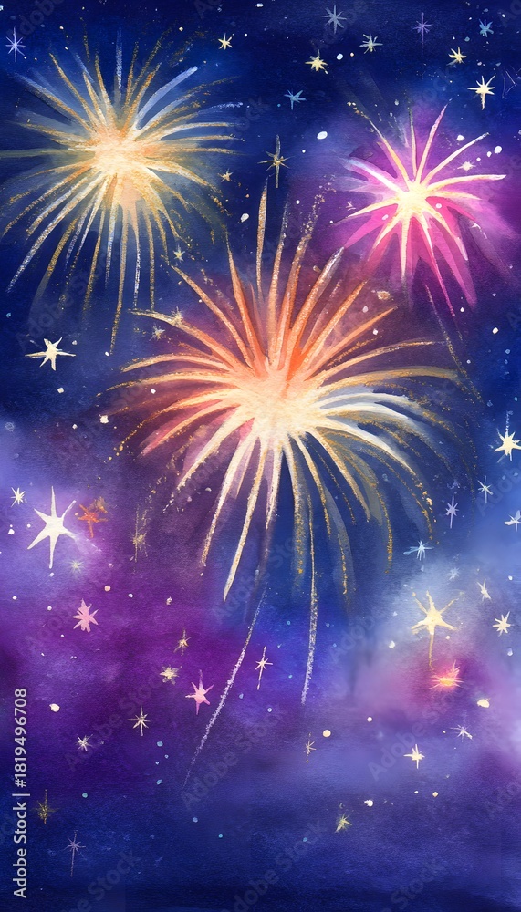 Fototapeta premium Enchanting fireworks illuminate a vibrant Eastern night sky celebrating joy and wonder beautifully