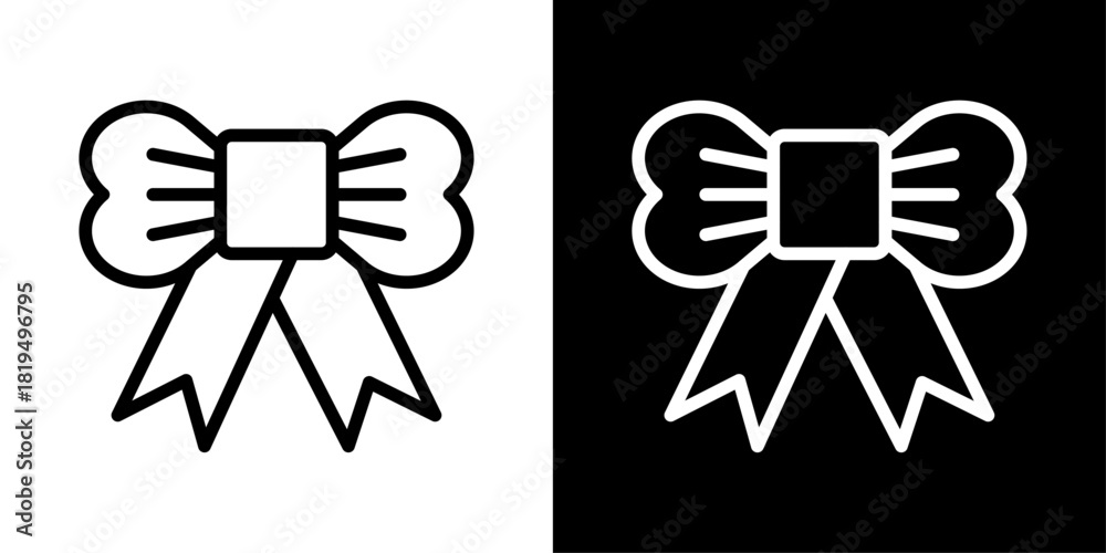 Obraz premium Minimal Christmas Ribbon vector icon with a clean festive bow design, perfect for holiday sales, gift wrapping themes, seasonal offers, and Christmas marketing visuals.
