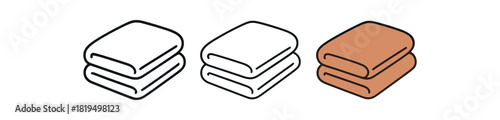 Flat vector illustration blankets folded neatly soft rounded forms clean outline one black and white flat version one outline version one color version