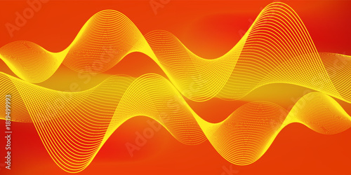 Abstract orange gradient background with shining lines waves. Minimalist background for banner, poster, cover, brochure, flyer, website