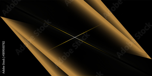 Abstract Luxury gold black with glowing lines background, Elegant polygon background vector for branding presentation
