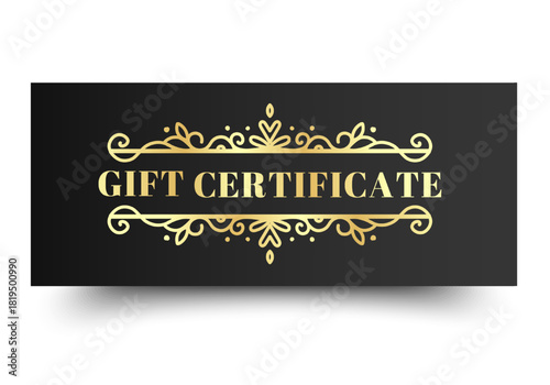 Elegant Gift Voucher Sale with Ornament Simple design. Design for invitation, certificate, gift coupon, ticket or voucher