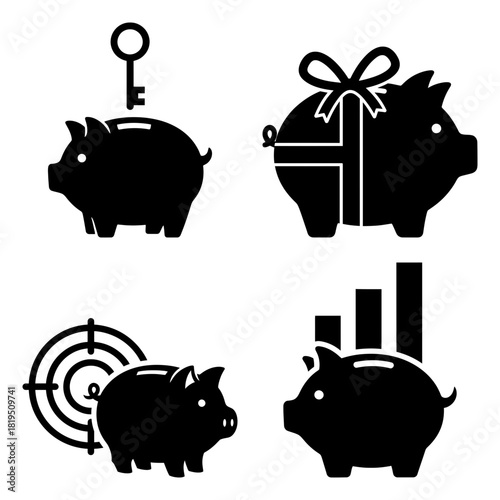 Savings Finance Piggy bank Detailed digital network technology system design