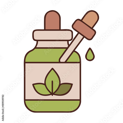 Eco Vector Icon of Serum Dropper Bottle