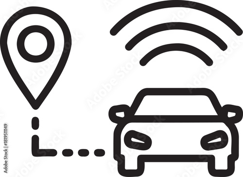 Autonomous Vehicle Navigation System with GPS Tracking Icon.