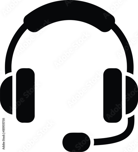 Customer support headset with microphone icon vector. online service, call center, gaming, communication symbol