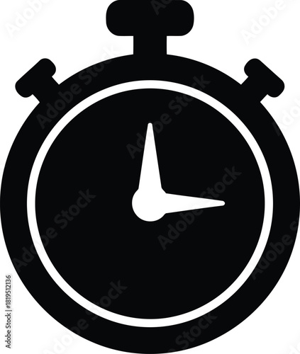 Black stopwatch icon vector for time management speed and deadline tracking