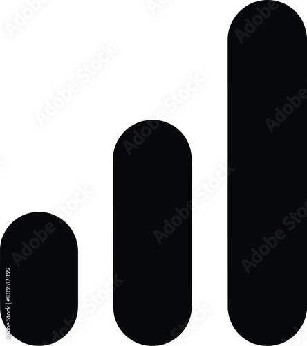 Signal strength bars icon vector: internet wi fi connection, data growth, network level indicator