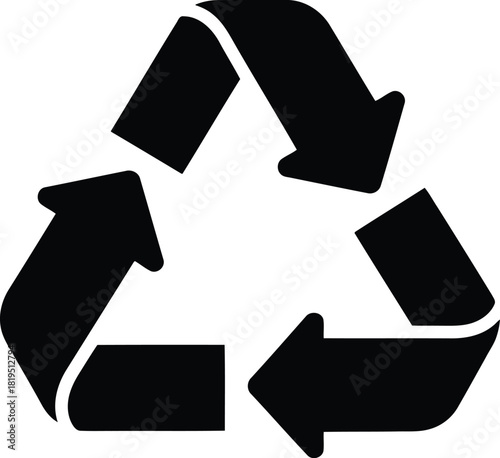 Recycle symbol black icon vector illustration. sustainable environmental protection sign for eco design