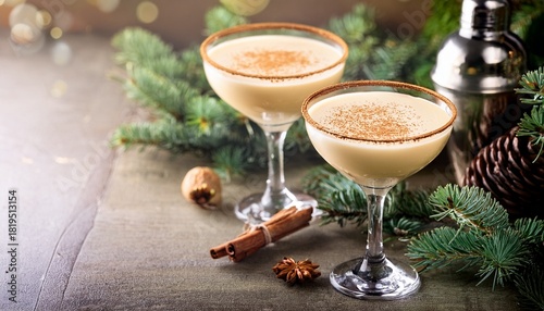 Eggnog Martini Or Brandy Alexander Cocktail For Christmas