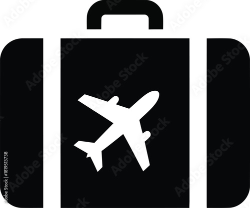 Airplane luggage travel icon vector   vacation trip baggage flight journey symbol