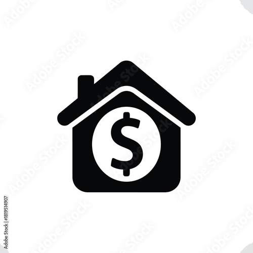 Home with dollar sign icon   real estate finance, mortgage, property investment symbol
