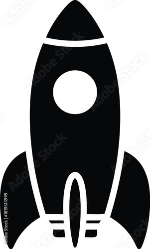Minimalist rocket ship icon vector for startup launch, business growth, innovation