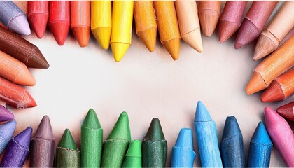 Crayon Drawing Border Multicolored Background