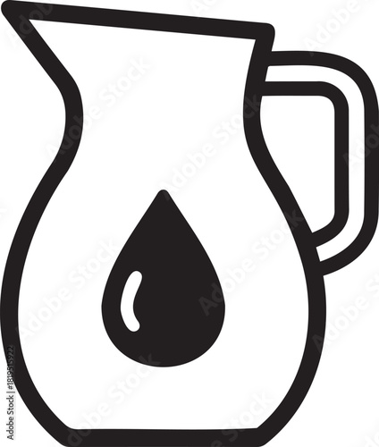Elegant Water Pitcher Icon with Prominent Water Drop Design.